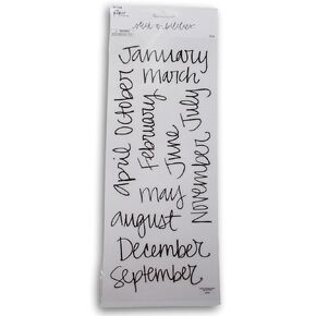 Handwritten Calendar Month Stickers - Black Script Stickers for Scrapbooking, Planner Organization, More - 12 Pieces