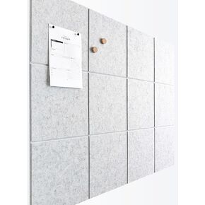 Large Cork Board for Office Black Felt Board Alternative - Felt Bulletin Board Tiles for Office Wall Decor, Push pin Board Wall Organizer for Office - Pack of 12 (Marble White)