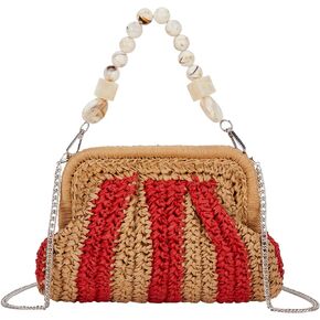 Straw Purses and Handbags，Clutch Purses for Women Casual，Small Woven Purse，Summer Purse Crossbody for Beach Party