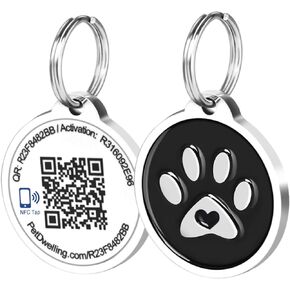 Pet Dwelling Smart NFC - علامات معرف الحيوانات الأليفة لرمز الاستجابة السريعة - علامات الكلاب وعلامات القطط: الوصول الفوري إلى الملف الشخصي عبر الإنترنت ومسح الموقع وتنبيهات البريد الإلكتروني