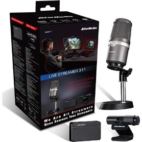 حزمة البث المباشر AVerMedia BO311 مع بطاقة التقاط وكاميرا ويب 1080 بكسل وميكروفون USB للبث والألعاب والكمبيوتر المحمول والكمبيوتر الشخصي ودعم Twitch وMixer وYouTube والمزيد in Kuwait