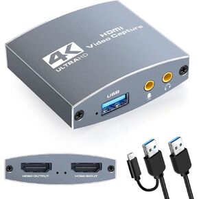 بطاقة التقاط فيديو MOYOON 4K HDMI مع حلقة ميكروفون HDMI، بطاقة التقاط ألعاب 1080P 60FPS للبث المباشر، بطاقة التقاط HDMI مع نينتندو سويتش، PS4/5 PC، Xbox One in Kuwait