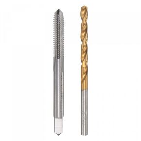 uxcell M5 x 1 Straight Flute Thread Tap and 4.0mm Twist Drill Bit Set, Metric Titanium Plated 6542 High Speed Steel Machine Screw Thread Tap Threading Drilling Tool