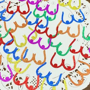 Boob Confetti - Rainbow Breast Confetti Bachelor or Bachelorette Two Brides Party Confetti (Set of 140 Pieces)