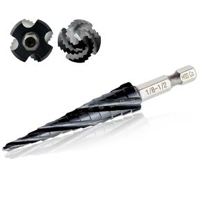 3pcs Step Drill Bit, (1/4-3/4 Inch+1/8-1/2 Inch+3/16-7/8 Inch) M35 Cobalt Step Core Bit with 1/4 Inch Quick-fit Shank Hole Saw for Metal, Stainless Steel,Aluminum,Wood,Plastic,Copper