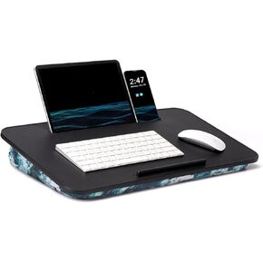 L.DOCTOR Lap Desk, Lap Desk with Cushion, Lap Desk for Laptop, Fits up to 17 inch Laptop, Removable and Washable, Laptop Desk for Bed, Couch, Home Office, Blue Waves (Large)