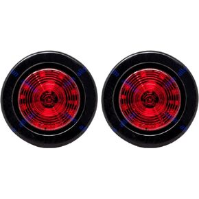 All Star Truck Parts] 2x Amber + 2x Red 2.5" 12 Led Round Side Marker Clearance Lights Grommet Flush Mount, Sealed Truck Trailer with Reflex Lens, IP67 Waterproof- Super Bright DOT SAE P2 FMVSS 180