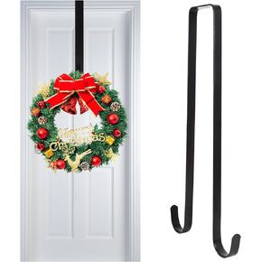 Front Door Garland Hanger (Double Side Hooks), 15" Metal Garland Door Hanger for Front Door Decoration, Garland Hanger on Door Hook forThanksgiving, Christmas, Front Door Welcome Sign