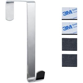 ZANQU Single Over Door Hooks, Metal Hook Organizer for Hanging Coats, Towels, Hats, Robes, Fit 1.5" to 1.75", Widened Design for Stability (4, Silver)