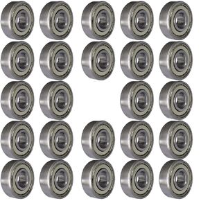 Tonmp 24 PCS 608-ZZ Ball Bearing - Double Metal Sealed Shielded Miniature Deep Groove Bearings for Furniture Wheel,Skateboards, Inline Skates, Scooters, Roller Blade Skates (8mm x 22mm x 7mm)