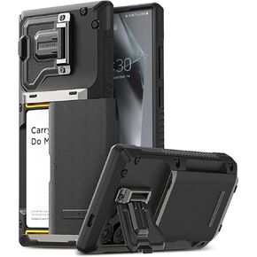 VRS DESIGN Damda Glide DuoGuard for Galaxy S25 Ultra Case (2025), Premium Sturdy Fully Covered Camera Lens Protection Cover Card Holder Wallet Case (Groove Black)