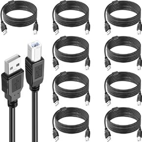 Spofit 10 Pack USB Printer Cable,6FT USB A to B Cable, 2.0 USB B Cable High-Speed Printer Cord Compatible with Hp, Canon, Brother, Samsung, Dell, Epson, Lexmark, Xerox, Piano, Dac, and More(Black)