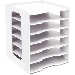 SONGWAY Scrapbook Paper Organizer 12x12-4 Tier File Organizer for Desk, Scrapbook Paper Storage, Paper Holder, 12x12 Stackable Paper Trays, Desktop Paper Storage Organizer Cube for Home Office