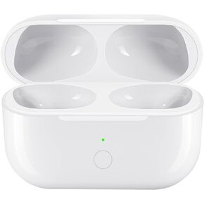 حافظة شحن لاسلكية لأجهزة AirPods Pro، حافظة بديلة لشاحن AirPod Pro، حافظة شحن متوافقة مع Air Pods Pro تدعم مزامنة الاقتران بالأسنان الزرقاء، بطارية مدمجة 450 مللي أمبير في الساعة، بدون سماعات أذن، أبيض