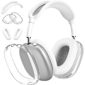Soft Case Cover Compatible with AirPods Max Headphones, Clear Anti-Scratch Ear Pad Case Cover TPU Protective Ear Cups Covers Accessories, Anti-Dust Headband Cover Compatible with Apple AirPods Max