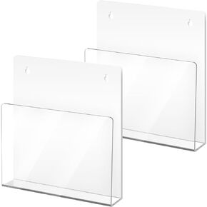 2 Pack Magnetic File Holder - Clear Acrylic Wall Mount File Organizer for Mail, Magazines, Documents and More - Easy Installation - Ideal for Office Supplies and Home Organization