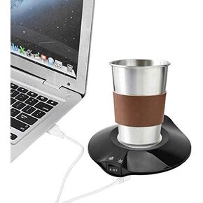 ASHATA Coffee Mug Warmer Iced, Temperature Control Smart Mug Pad for Coffee Tea and Milk, Smart Beverage Cup Mat Warmer Cooler for Travel Office Home, Red Light for Heating, Blue Light for Cooling