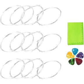 Ukulele Strings Clear Nylon 3 Full Sets with 5pcs Ukulele Guitar Picks and 1pc Green Cleaning Cloth