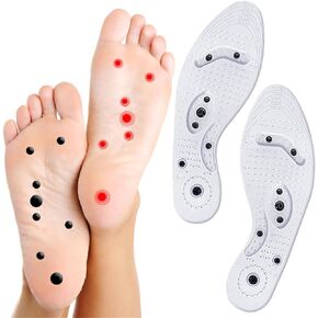 Magnetic Acupressure Insoles, 1 Pair Thin Soles with Magnetic Pressure Points Cuttable Foot Massage Inserts, Foot Therapy Reflexology Pain Relief Shoe Insoles for Men & Women (L)