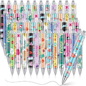 Cholemy 48 Pcs Summer End of School Year Ballpoint Pens Bulk 12 Style Summer Graduation Retractable Black Pens Hawaii Luau Vacation Gifts for Office Home Birthday Pool Party Favor(Colorful,graduation)