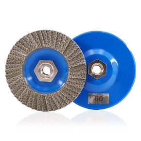 BSRTTOOL 4.5" Diamond Flap Disc Grinding Sanding Wheels - Ceramics,Sander Tile, Stone,Glass,Concrete, Granite with 5/8 inch-11 Metal Thread Adapter（60 Grit）