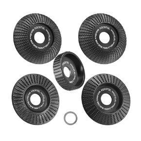 FOCSTOL Wood Carving Disc - 5pcs (4pcs 4''/100mm+1pc 3''/75mm) Stump Tool Grinding Wheel for Angle Grinder with 7/8"-5/8" Arbor for Wood Grinding Shaping Polishing Carving