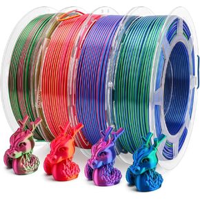 IWECOLOR خيوط طابعة ثلاثية الأبعاد بألوان مزدوجة 4 * 0.44 رطل/بكرة أحمر/أزرق، أحمر/أخضر، أحمر/ذهبي، أزرق/أخضر ثنائي الألوان مجموعات خيوط طباعة ثلاثية الأبعاد in Kuwait