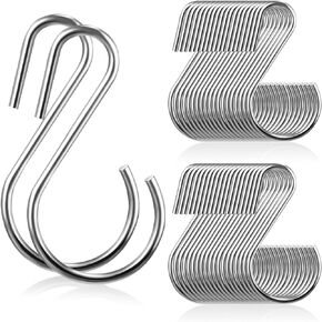 Clip Strip 100 Pack - S Hooks for Hanging Displays in Retail, S Shaped, Open Ended Version, and can Assist at Home Hanging Jewelry, Kitchenware, Keys, SH-50 Corp