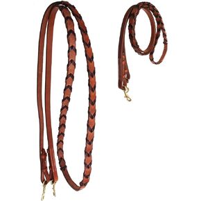CHALLENGER Horse Western Harness Leather Laced Barrel Contest Reins Brass Hardware 6692