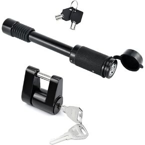 Cenipar Trailer Hitch Lock Receiver Long Hitch Pin 5/8 Inch Diameter 4 Inch Long for Truck Car and Boat Fits Class III, IV, V Hitches Towing Locks, 1/4" Dia Trailer Coupler Lock with 3/4" Inch Span