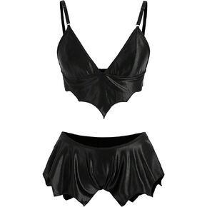 SOLY HUX Women's Lingerie Set Spaghetti Strap 2 Piece Goth Cami Bralettes and Briefs Set