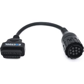 Exctool OBD2 Diagnostic Adapter Compatible with BMW Motorcycles Year 1996 to 2016 Round 10 Pin Connector to 16 Pin OBD II Female Cable 1 Feet