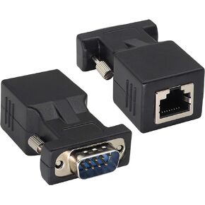 RS232 DB9 to RJ45 Converter RJ45 Female to DP9 9-Pin Serial Port RS232 Female Extender Adapter for Computer,Digital Machine Code Printer Transmission Distance Cable Adapter (2 Pack-Female)