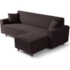 غطاء أريكة قابل للتمدد من Ruaozz على شكل حرف L قطعة واحدة غطاء أريكة مع كرسي استرخاء يمين على شكل حرف L غطاء أريكة منزلق قابل للغسل من قماش الجاكار الناعم مع قطعتين من أغطية الوسائد، رمادي in Kuwait