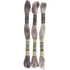 DMC 6-Strand Embroidery Cotton Bundle - Shell Gray Color Family -3 Skeins of Thread - 8.7yd Skeins