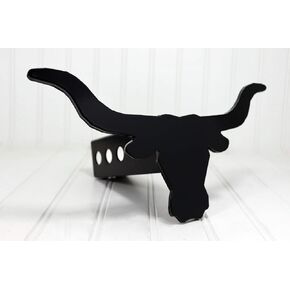 Custom Hitch Covers 12749-Matte Black Longhorn Hitch Cover, 2"