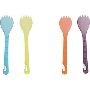 ust KLIPP 4 Pk Spork Set with Lightweight, Durable, BPA Free, Construction and Clip for Attaching to Gear for Hiking, Backpacking, Camping and Outdoor Survival, multicolor, One Size (20-12408)