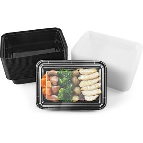 مركز لوحة MBC MAT، 50 عبوة (38 أونصة) حاوية طعام مكونة من حجرة واحدة - حاوية طعام مستطيلة الشكل مع صندوق غداء محمول بغطاء - قابل للتكديس - خالٍ من البيسفينول A - مجمد / ميكروويف / غسالة أطباق آمن - تخزين قابل لإعادة الاستخدام in Kuwait