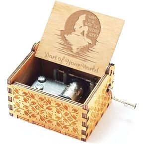 RYSHAA Mermaid Music Box Toy Wood Hand Crank Engraved Vintage Wooden Musicbox Birthday Halloween Christmas Valentine's Day Gift
