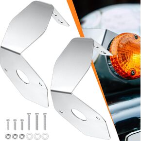 Gisafai 2 Pcs Mirror Turn Signals Bracket Universal Fits for Watermelon Light Turn Signals Mounting Bracket Angled Turn Signals Holder Stainless Steel Bracket with 6 Screws and Bolts Without LED Light