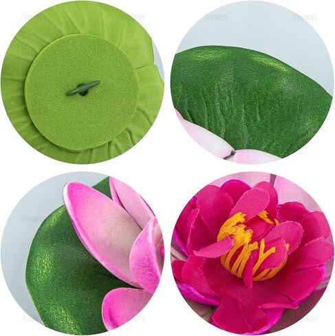 AUEAR, 7 Pack Artificial Floating Foam Lotus Flowers Water Lily Pond Plants Home Garden Decoration 4" Dia in Saudi Arabia