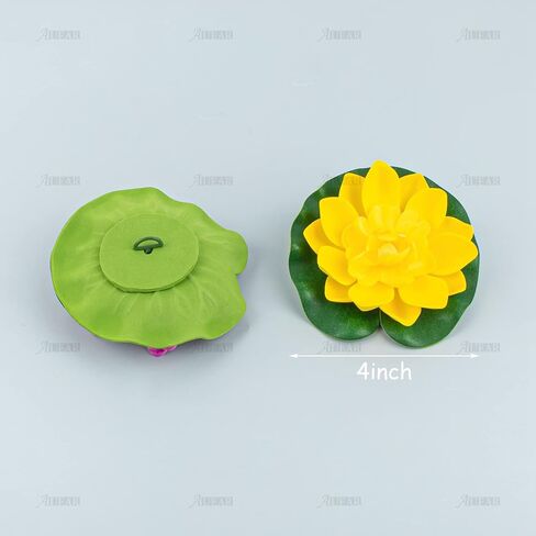 AUEAR, 7 Pack Artificial Floating Foam Lotus Flowers Water Lily Pond Plants Home Garden Decoration 4" Dia in Saudi Arabia