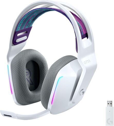 Logitech G733 Lightspeed Wireless Gaming Headset with Suspension Headband, LIGHTSYNC RGB, Blue VO!CE mic Technology and PRO-G Audio Drivers - Black (Renewed) in Kuwait