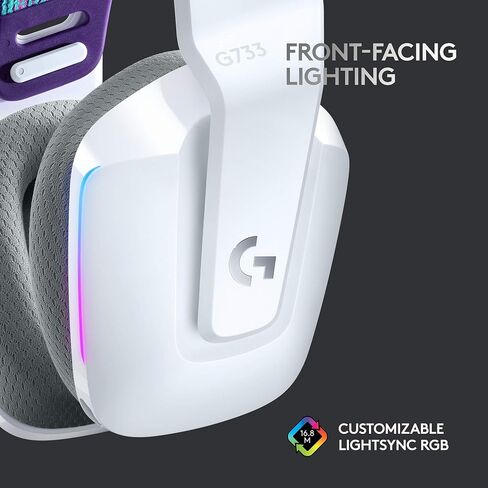 Logitech G733 Lightspeed Wireless Gaming Headset with Suspension Headband, LIGHTSYNC RGB, Blue VO!CE mic Technology and PRO-G Audio Drivers - Black (Renewed) in Kuwait