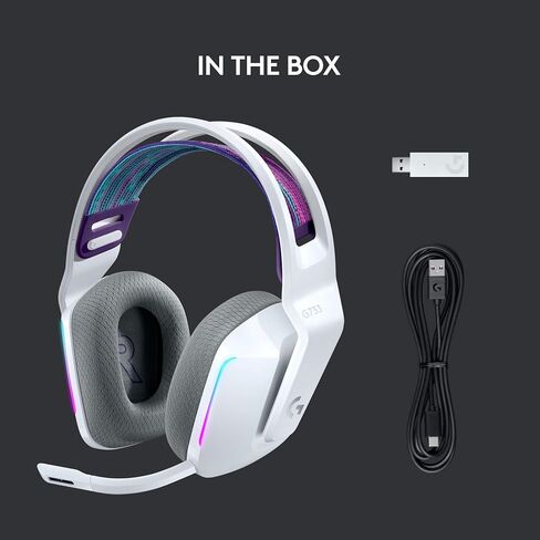 Logitech G733 Lightspeed Wireless Gaming Headset with Suspension Headband, LIGHTSYNC RGB, Blue VO!CE mic Technology and PRO-G Audio Drivers - Black (Renewed) in Kuwait