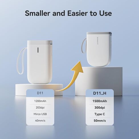 آلة صنع الملصقات NIIMBOT D11_H مع شريط، طابعة ملصقات بلوتوث 300 ديسيبل متوحد الخواص، طابعة حرارية محمولة، صانع ملصقات لتنظيم المنزل والمكتب والمدرسة، أبيض in Kuwait