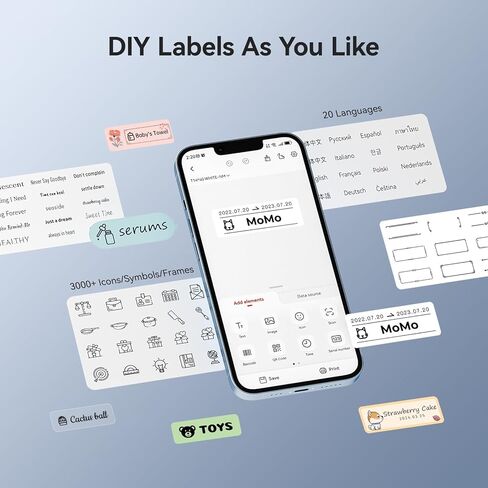 آلة صنع الملصقات NIIMBOT D11_H مع شريط، طابعة ملصقات بلوتوث 300 ديسيبل متوحد الخواص، طابعة حرارية محمولة، صانع ملصقات لتنظيم المنزل والمكتب والمدرسة، أبيض in Kuwait