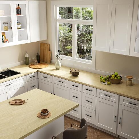 ROOMTEC Butcher Block CounterTop, Birch Solid Wood Countertop for DIY, Kitchen Countertop, Washer Dryer Counter Top, 96"L x 25"W x 1.15" Thick in Kuwait