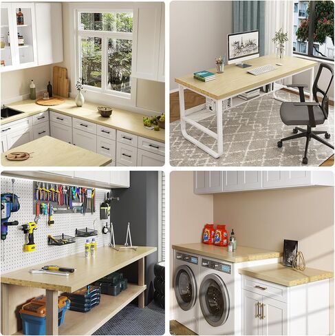 ROOMTEC Butcher Block CounterTop, Birch Solid Wood Countertop for DIY, Kitchen Countertop, Washer Dryer Counter Top, 96"L x 25"W x 1.15" Thick in Kuwait