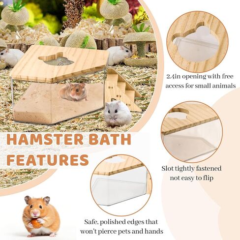 حاوية صندوق حمام الرمل من Quxddy Hamster، حمام الهامستر الرملي، حمام الهامستر الرملي، حمام الغبار الهامستر، صندوق فضلات الهامستر، ملحقات حمام الهامستر الغبار شينشيلا (البنتاغون + السلم) (البنتاغون + السلم) in Kuwait